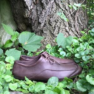 NoSox Skew Oxford Brown Leather Shoes Size 11.5